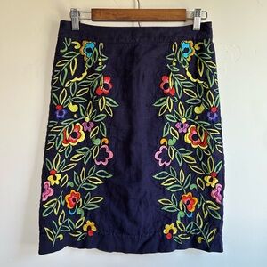 Moulinette Soeurs Floral Embroidered Skirt - Black with Multicolor